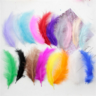 Feathers 10-15cm Turkey Plume 4-6 Inches 50 Pcs Chicken Feather Colorful Plumas Para Manualidades For Wedding Dress Decoration