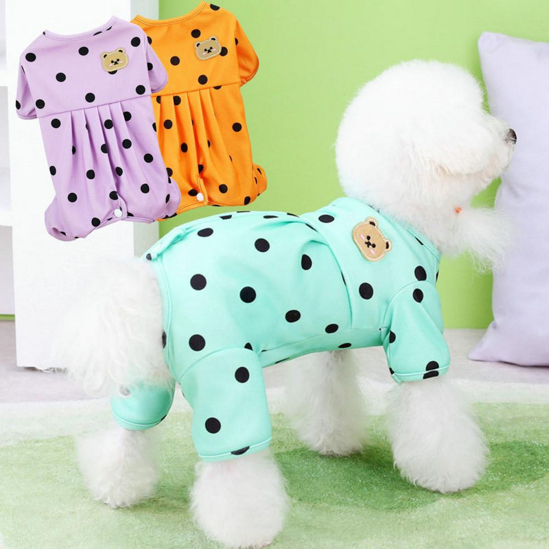 Ģērbšanās smalks darbs Polka Dot Pet kucēns suns Četrkājains atpūtas apģērbs Mājdzīvnieku piederumi