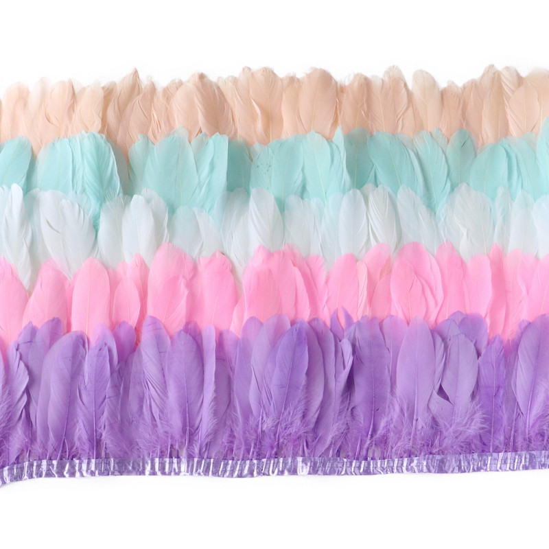 1 jards Zosu spalvas Dabisku spalvu bārkstis Apmales 15-20cm Zoss Plūmes Apģērbu Dekors DIY Kāzu kleitu šūšana Piederumi Amatniecība