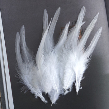 10-15 см бяло перо от петел Естествени пилешки пера Декор Аксесоари за връзване на мухи Занаяти за ръкоделие и рокли