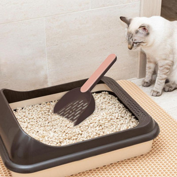 Лопатка за котешки тоалетни с държач Система за прецеждане на котешки тоалети Лопата за прецеждане на тоалетни за котки Преносима лопата за котешки тоалети Голяма