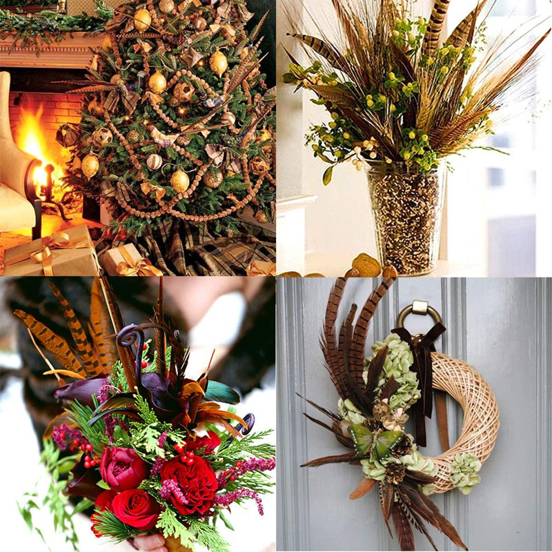 10 gab. Fazānu astes spalvas amatniecībai Ziemassvētku eglīšu rotājumi DIY matu aksesuāri kāzu centrālais radošais brīvā laika pavadīšanas stils