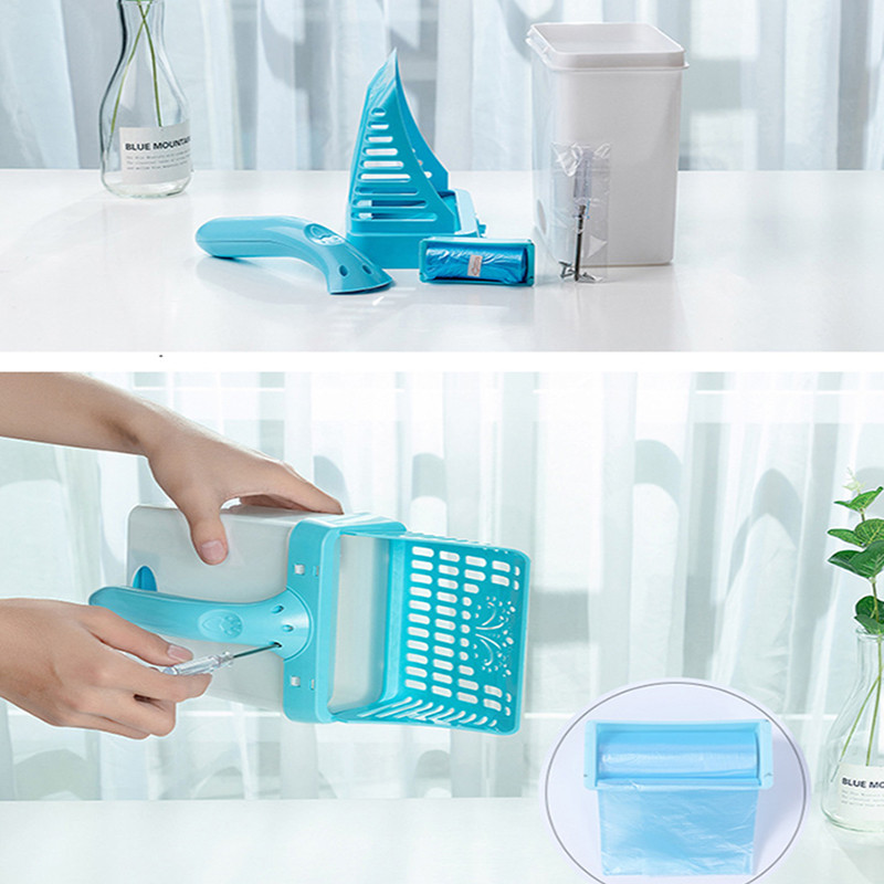 Mājdzīvnieku kaķu pakaišu lāpsta noņemama dizaina viengabala tīrītājs izkārnījumu liekšķere Miskaste Tualetes atkritumu savācējs Mājdzīvnieku tīrīšanas piederumi