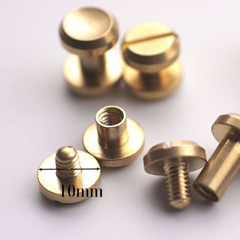 10 vnt kieto žalvario surišimo įgaubto paviršiaus sraigtai, nagų smeigės kniedės nuotraukų albumui, odinės rankdarbių smeigės, diržo piniginė 10 mm plokščias dangtelis