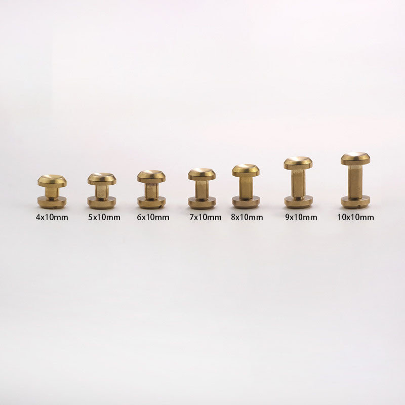 10 vnt kieto žalvario surišimo įgaubto paviršiaus sraigtai, nagų smeigės kniedės nuotraukų albumui, odinės rankdarbių smeigės, diržo piniginė 10 mm plokščias dangtelis