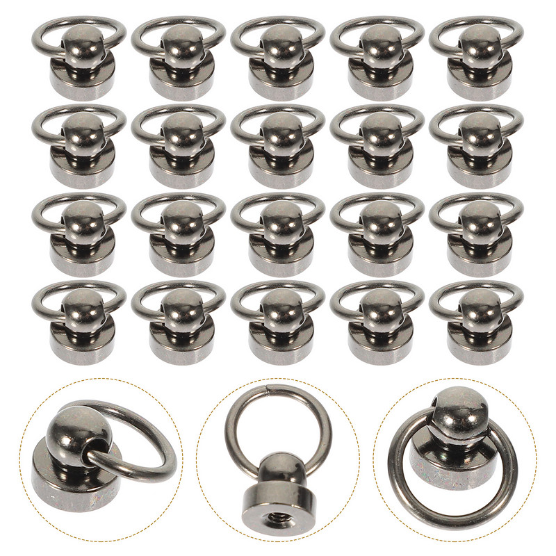 20 komplekti apaļo kniedes kniedes, pogu kniedes kniedes- gredzenveida kniedes ar gredzenu, kniedes stiprinājumi ķēdes maisa skrūves maciņam makam