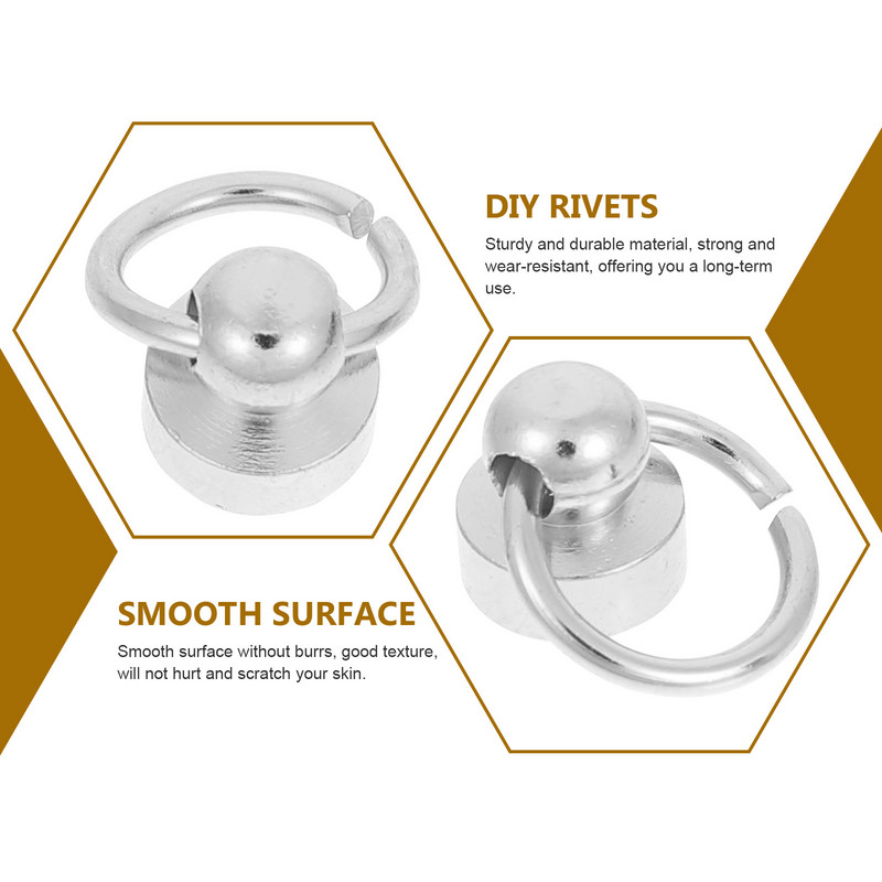 20 komplekti apaļo kniedes kniedes, pogu kniedes kniedes- gredzenveida kniedes ar gredzenu, kniedes stiprinājumi ķēdes maisa skrūves maciņam makam