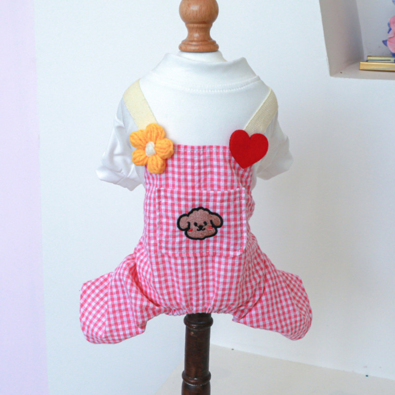 Maza suņa drēbes pavasara rudens modes kombinezons mājdzīvnieku multfilmas mētelis kaķis jauks rūtains jaciņš kucēns pidžama čivava pūdelis Yorkie