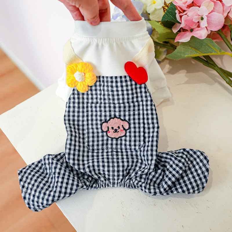 Maza suņa drēbes pavasara rudens modes kombinezons mājdzīvnieku multfilmas mētelis kaķis jauks rūtains jaciņš kucēns pidžama čivava pūdelis Yorkie