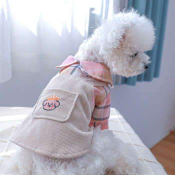 Ρούχα για κατοικίδια Ανοιξιάτικες Φθινοπωρινές Ολόσωμες φόρμες για γάτα καρό πουκάμισο Μικρό σκυλί με κινούμενα σχέδια Παλτό Κουτάβι Χαριτωμένη πιτζάμες Poodle Yorkshire Chihuahua