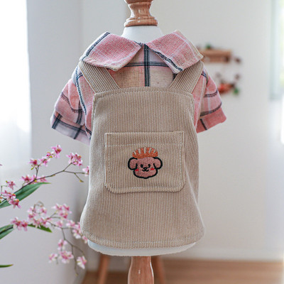 Mājdzīvnieku apģērbs Pavasaris Rudens Kombinezons Kaķis Modes Plaids Krekls Mazs Suņa Karikatūra Mētelis Kucēns Jauki Pidžama Pūdelis Jorkšīras Čivava