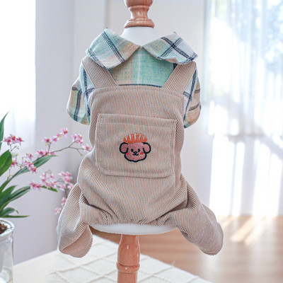 Mājdzīvnieku apģērbs Pavasaris Rudens Kombinezons Kaķis Modes Plaids Krekls Mazs Suņa Karikatūra Mētelis Kucēns Jauki Pidžama Pūdelis Jorkšīras Čivava