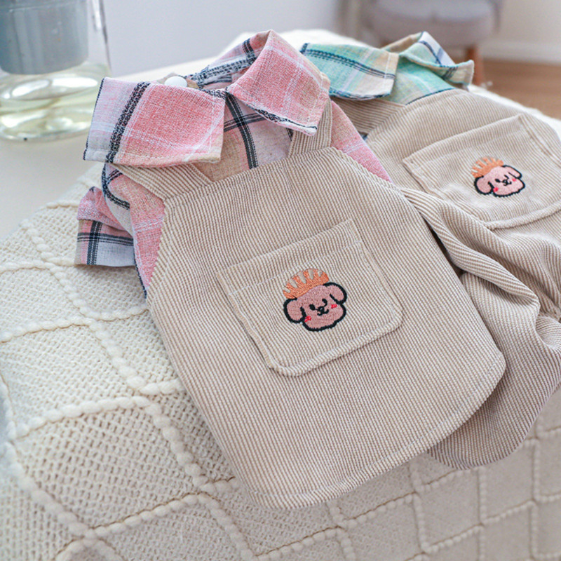 Mājdzīvnieku apģērbs Pavasaris Rudens Kombinezons Kaķis Modes Plaids Krekls Mazs Suņa Karikatūra Mētelis Kucēns Jauki Pidžama Pūdelis Jorkšīras Čivava