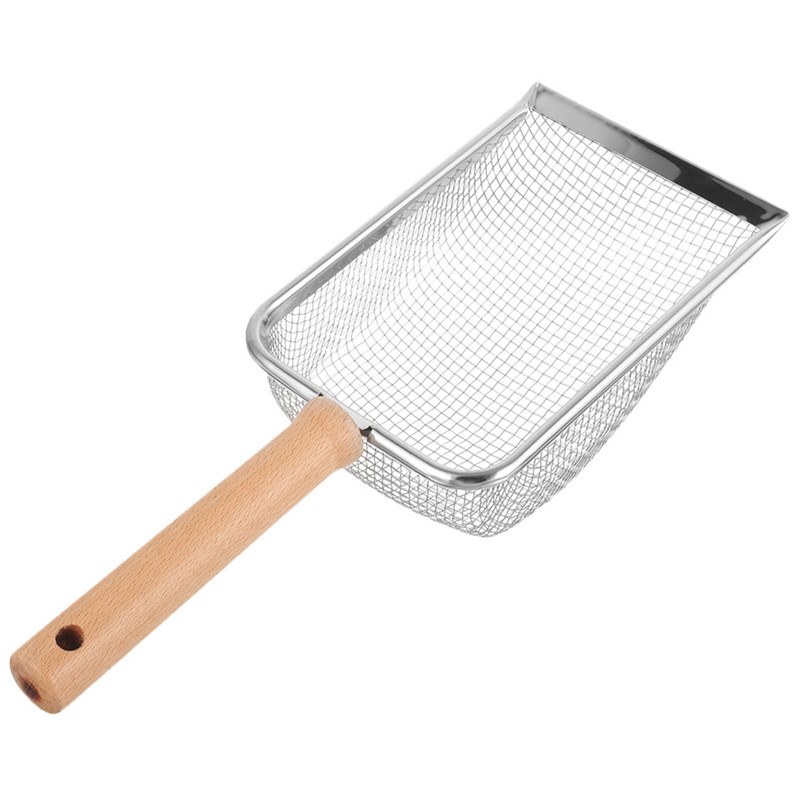 Kaķu izkārnījumu pakaišu liekšķere ar koka rokturi kaķēnu liekšķere nerūsējošā tērauda mājdzīvnieku kaķi