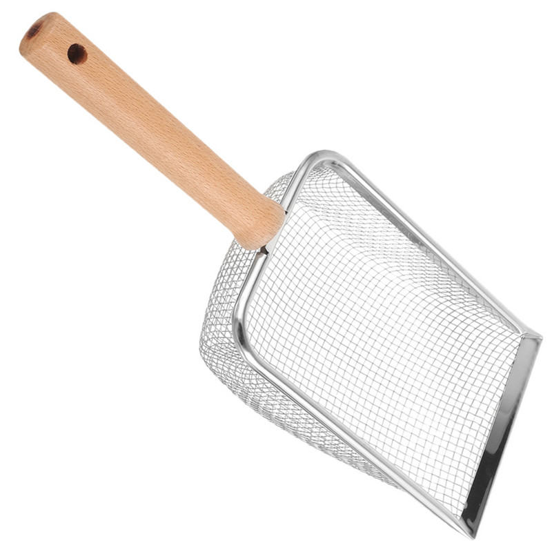 Kaķu izkārnījumu pakaišu liekšķere ar koka rokturi kaķēnu liekšķere nerūsējošā tērauda mājdzīvnieku kaķi