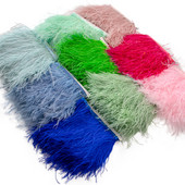 Χονδρική 1M Βαμμένο φτερό στρουθοκαμήλου 6-15cm DIY νυφικό Αξεσουάρ πάρτι Διακόσμηση με λοφίο στρουθοκαμήλου