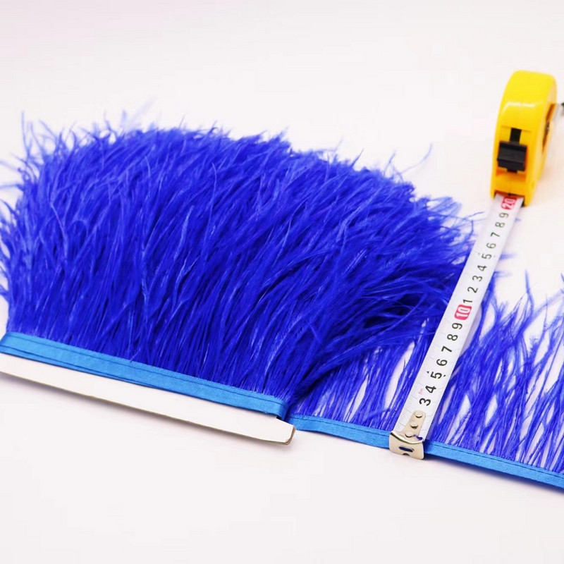 Χονδρική 1M Βαμμένο φτερό στρουθοκαμήλου 6-15cm DIY νυφικό Αξεσουάρ πάρτι Διακόσμηση με λοφίο στρουθοκαμήλου