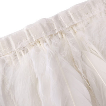 2 μέτρα/συσκευασία φτερό λευκής χήνας Διακοσμητικό κρόσσι Φυσικό φτερό χήνας Κορδέλα για φορέματα πάρτι Ζώνη ραπτικής διακόσμησης 15-20cm