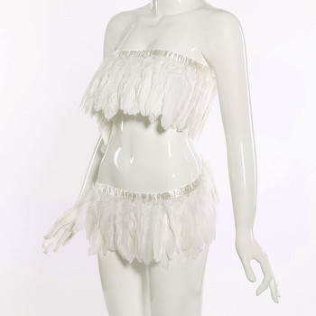 2 метра/опаковка Бели гъши пера, украсени с ресни, естествени гъши пера, панделка за парти рокли, шиене на украса, колан 15-20 см
