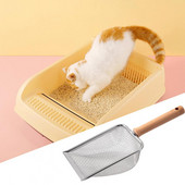 Scooper kaķu pakaiši Scooper Ergonomisks koka rokturis kaķu pakaišu lāpstiņai atkārtoti lietojams dobs sieta dizains daudzfunkcionālam mājdzīvnieku instrumentam