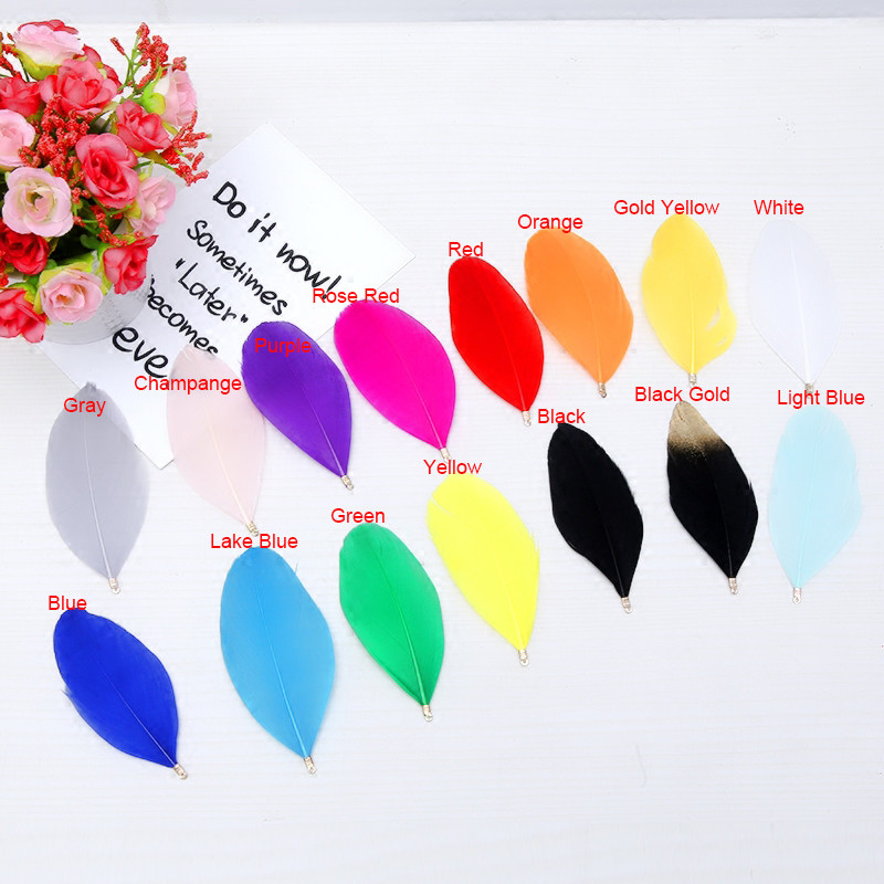 Természetes lúdtoll 6-8 cm-es festett toll színes klip tollak barkácsoláshoz, esküvői dekorációhoz és ékszerkészítéshez