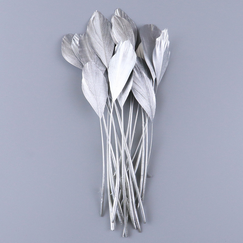 10gb Zelta zosu spalvas rokdarbu piederumiem 15-20cm plumas kāzu ballīte Dekoratīvo rotu izgatavošana Spalvas DIY Amatniecība