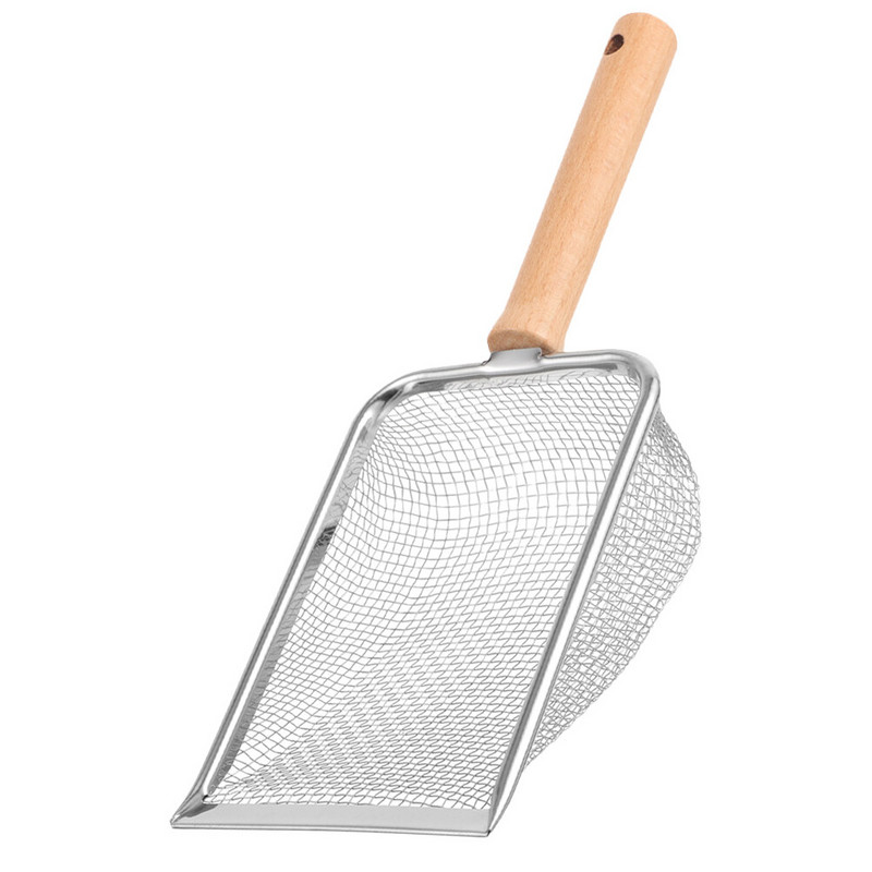 Nerūsējošā tērauda pakaišu kastes metāla kaķu pakaišu liekšķere Nerūsējošā tērauda nelipīga kaķēnu izkārnījumu tīrīšanas liekšķere