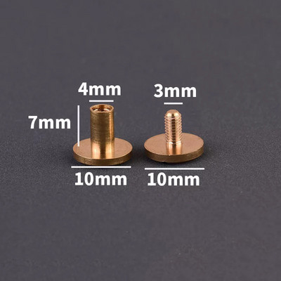 10 komplekti 10 mm plakana galva Cieta misiņa iesiešana Čikāgas Skrūves Naglas Kniedes Fotoalbumam Ādas Amatniecības kniedes Jostas Maks