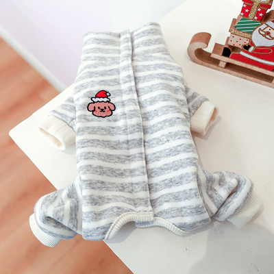 Suņu mājdzīvnieku silts kombinezons pidžamas svītrains dizains mājdzīvnieku kucēnu T-krekls rudens/ziemas ietītas vēdera drēbes