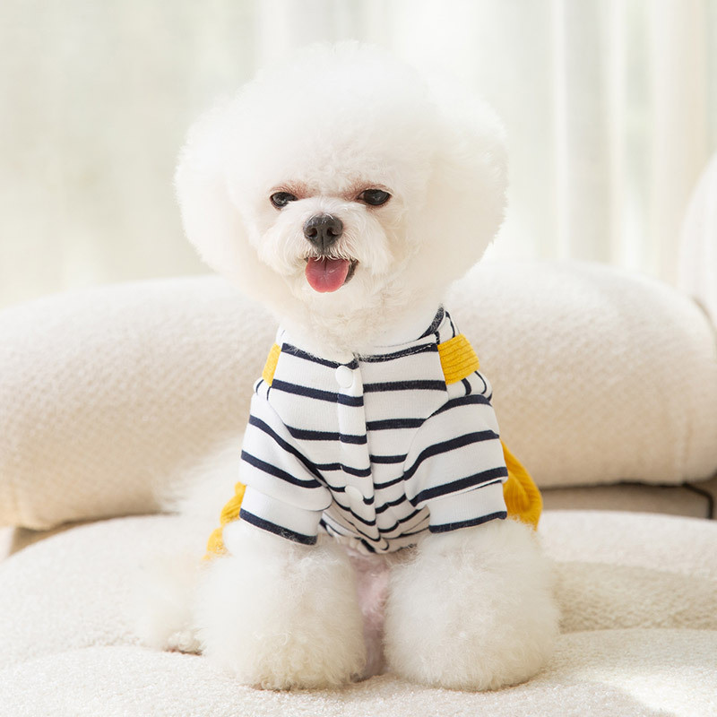 Modes svītraini mājdzīvnieku bikšturi Cute Bear Print Suņu apģērbi Rudens un Ziemas kucēnam Siltas drēbes Teddy Četrkājains apģērbs