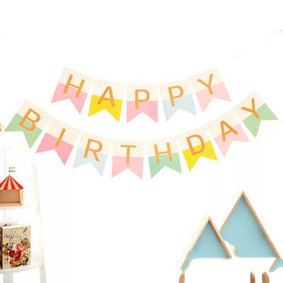 Boldog születésnapot zászló transzparens rajzfilm állat papír sármány gyerekek születésnapi parti dekoráció baba zuhany kellékek