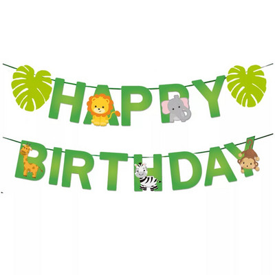 Boldog születésnapot zászló transzparens rajzfilm állat papír sármány gyerekek születésnapi parti dekoráció baba zuhany kellékek