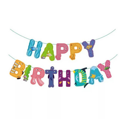 Boldog születésnapot zászló transzparens rajzfilm állat papír sármány gyerekek születésnapi parti dekoráció baba zuhany kellékek
