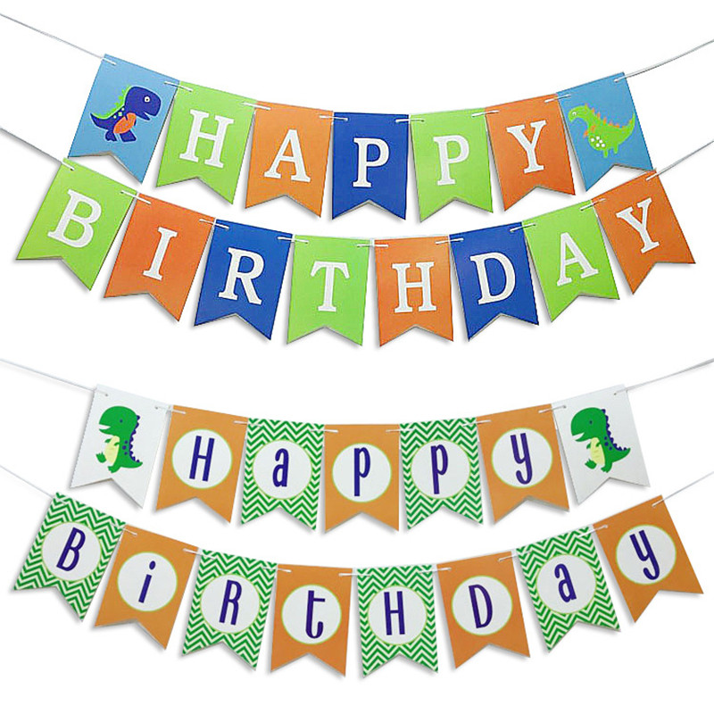 Boldog születésnapot zászló transzparens rajzfilm állat papír sármány gyerekek születésnapi parti dekoráció baba zuhany kellékek