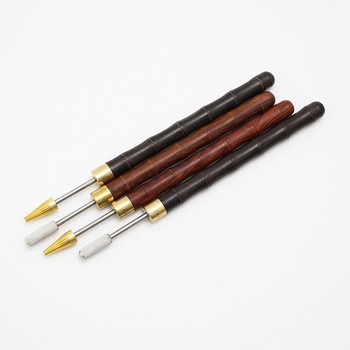 Δερμάτινο στυλό λαδιού χρώματος DIY Roller Μολύβι Σανδαλόξυλο με λαβή ορείχαλκου κεφαλή Leathercraft Dyeing Process Professional Tool