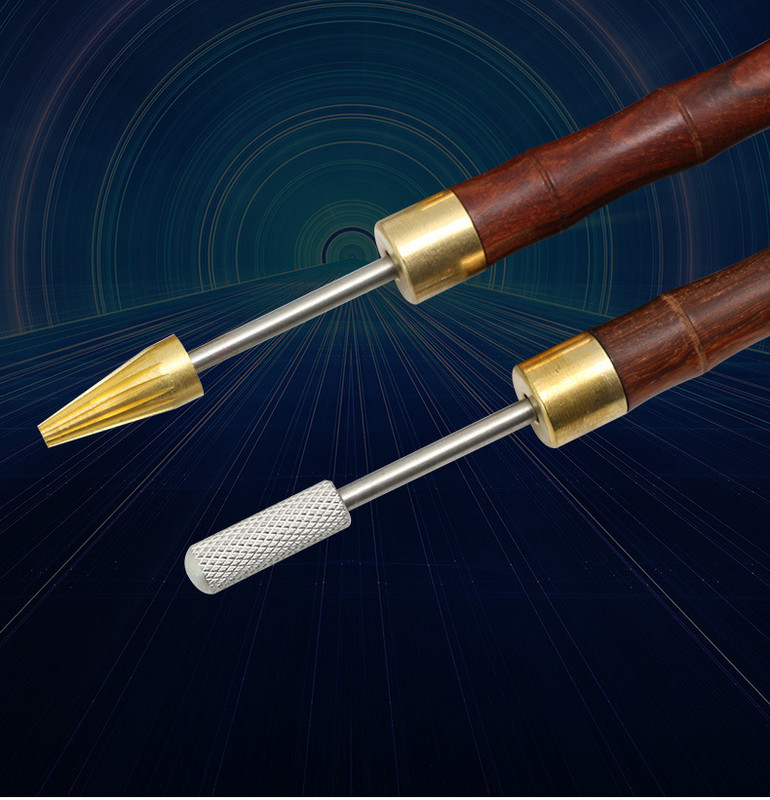 Δερμάτινο στυλό λαδιού χρώματος DIY Roller Μολύβι Σανδαλόξυλο με λαβή ορείχαλκου κεφαλή Leathercraft Dyeing Process Professional Tool