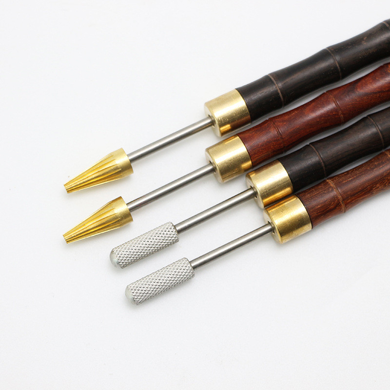 Δερμάτινο στυλό λαδιού χρώματος DIY Roller Μολύβι Σανδαλόξυλο με λαβή ορείχαλκου κεφαλή Leathercraft Dyeing Process Professional Tool