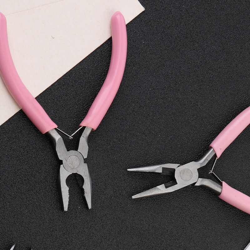 Fenrry 4 fajta 4,8 hüvelykes mini tűfogó, kerek hajlított tű orrvágó kézi gyöngyfűző szigetelt fogó barkács ékszerekhez