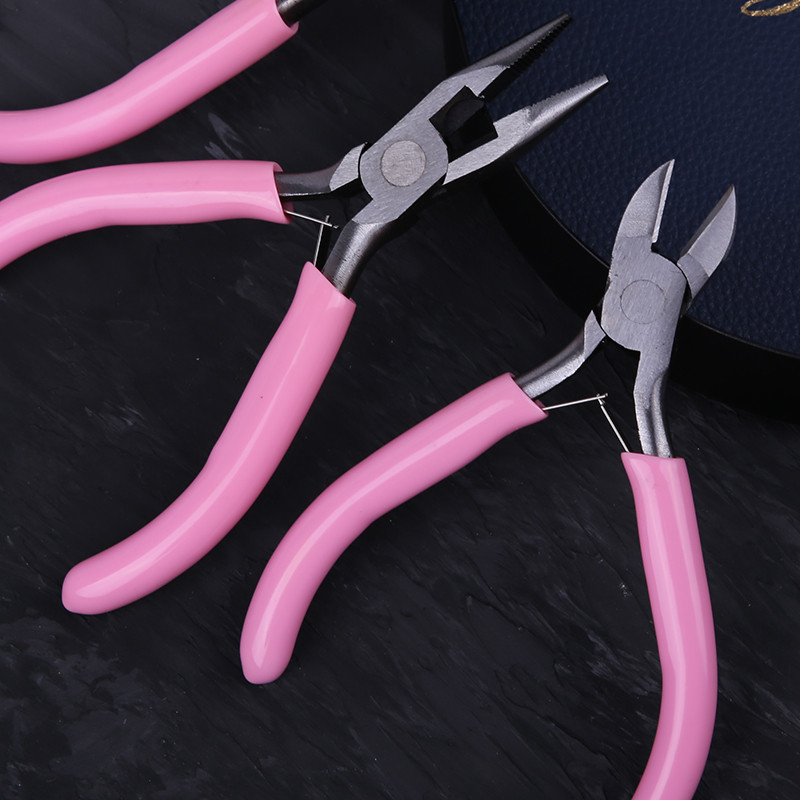 Fenrry 4 fajta 4,8 hüvelykes mini tűfogó, kerek hajlított tű orrvágó kézi gyöngyfűző szigetelt fogó barkács ékszerekhez