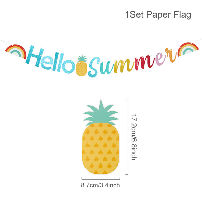 Havaju reklāmkarogs Garland varavīksnes ananāss Havaju ballīšu dekorācijas vasaras tropu ballīšu dekors Džungļu safari ballīšu dekors Luau