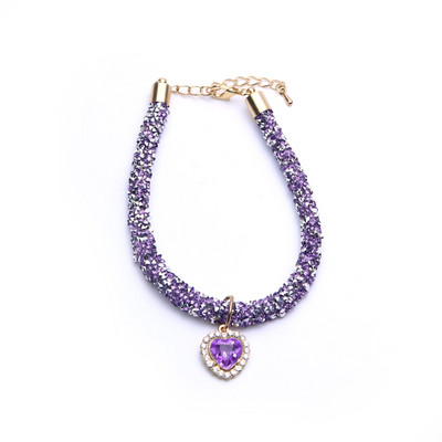 Luksusa kristāla kaķa apkakles sirds dārgakmeņu kulons ballīte atstarojoša kalnu akmens kaklarota, regulējama kaķu kucēnu čivava mājdzīvnieku aksesuāri