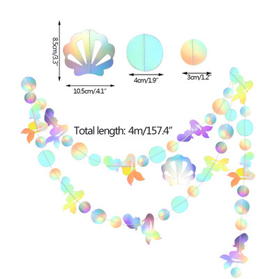 4 M zaigojošs nāriņas gliemežvāku reklāmkarogs zem jūras dzimšanas dienas ballītes piekārtiem rotājumiem jūraszvaigznes medūzas apļa punktiņi vītnes dekori