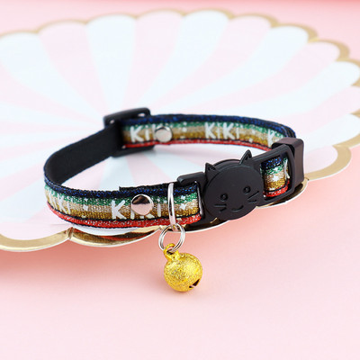 Állítható macskanyakörv, bojtokkal és csengőkkel díszített kisállatnyakörv Színes kockás jacquard mintás nyakörv macskakutya kellékekhez