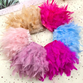 1 méteres többszínű pulykatoll díszítő rojt bolyhos csíkos pluma szalag 10-15 cm esküvői ruha ruházat kézműves dekorációhoz