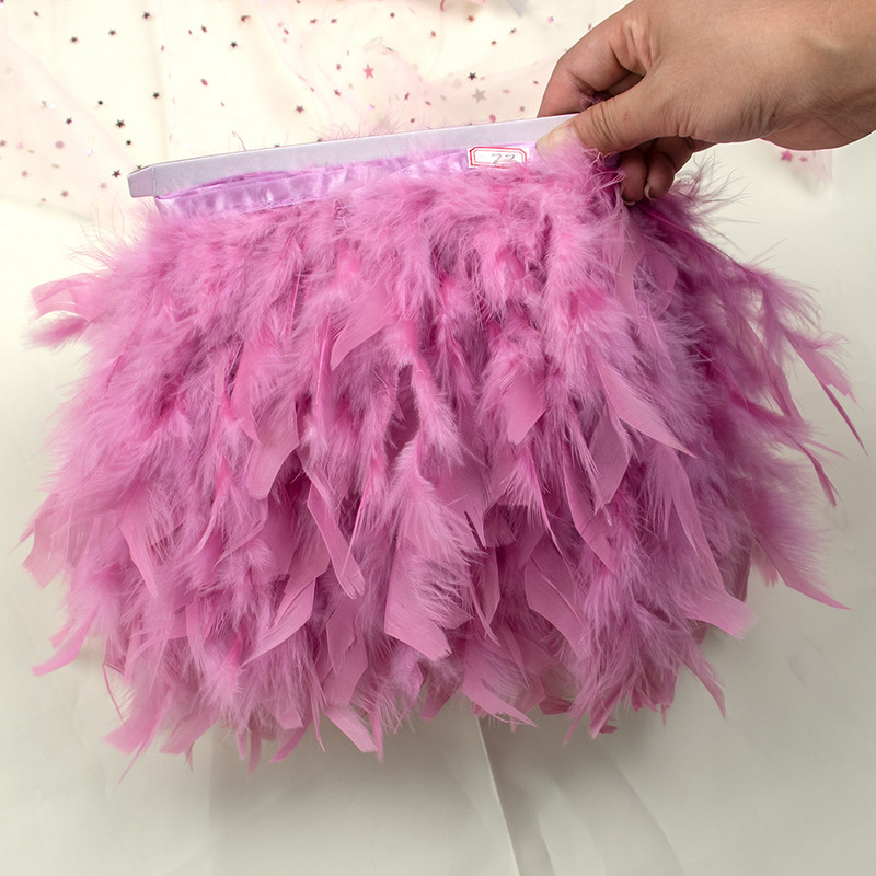 1 méteres többszínű pulykatoll díszítő rojt bolyhos csíkos pluma szalag 10-15 cm esküvői ruha ruházat kézműves dekorációhoz