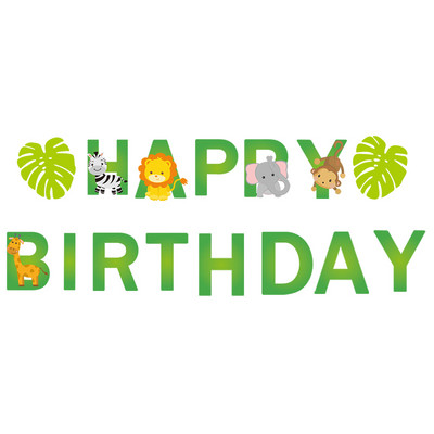 Dzimšanas dienas džungļu ballītes dekors Reklāmkarogs Zoodārzs Safari Tēma Lauva pērtiķis Dinozaurs Dzīvnieks Bunding Papīra Reklāmkarogi Garland Bērniem Zīdaiņu duša