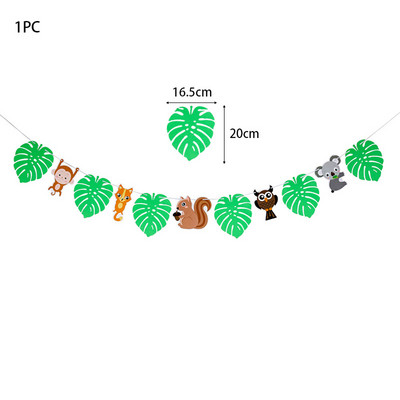 Dzimšanas dienas džungļu ballītes dekors Reklāmkarogs Zoodārzs Safari Tēma Lauva pērtiķis Dinozaurs Dzīvnieks Bunding Papīra Reklāmkarogi Garland Bērniem Zīdaiņu duša