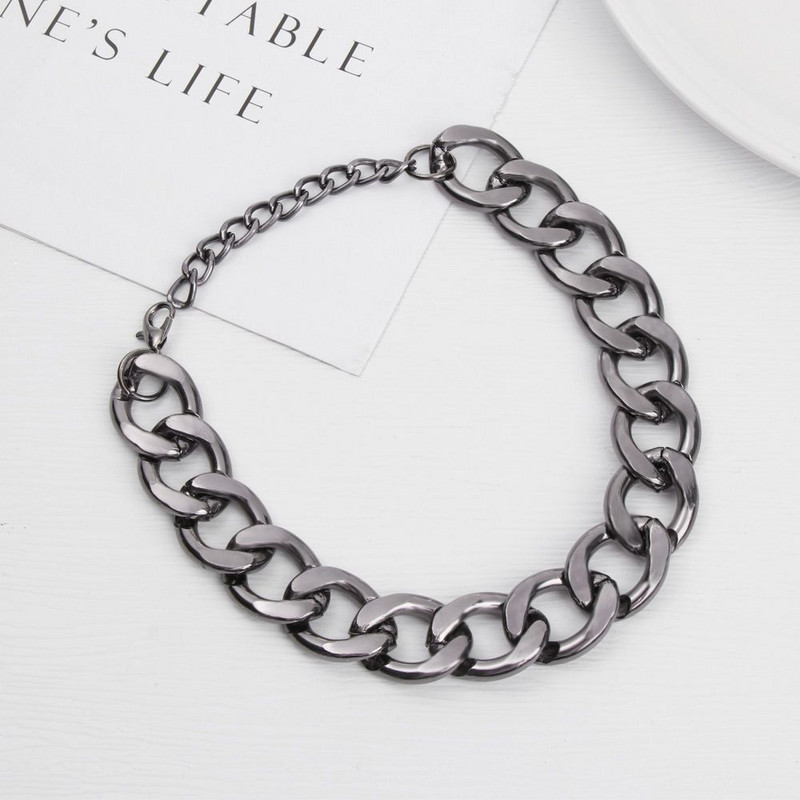 Alumīnija panku zelta sudraba melna suņu ķēdes kakla siksna mājdzīvnieku rotaslietas foto rekvizīti Suņu aksesuāri 28/36/45CM maziem lieliem suņiem