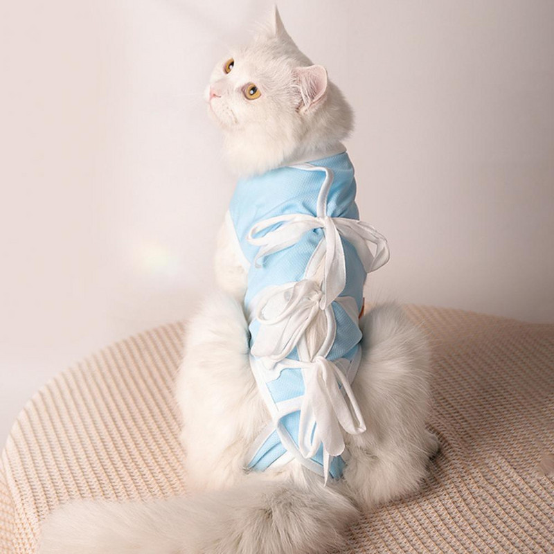 Mājdzīvnieku atveseļošanas uzvalks Apburošs e-apkakles alternatīvs kaķu sterilizācijas uzvalks 4 izmēri kaķu atveseļošanai