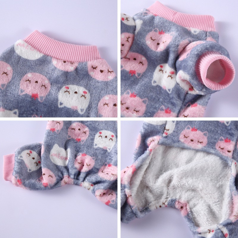 Mājdzīvnieku Kawaii apģērbi ziemas kombinezoni pidžama maziem suņiem Šicu Jorkšīras terjera pidžamas kombinezoni kucēnu kaķu apģērbi apģērbi